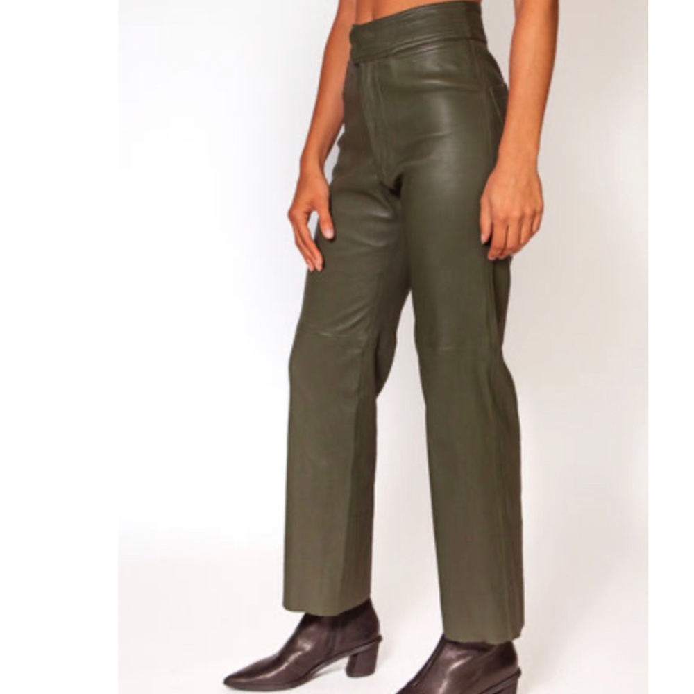 Apiece Apart Monterey Leather Pant in olive